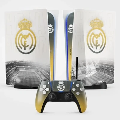 Afbeelding van sticker PS5 Voetbal, voor Playstation 5 Console en Controller, Standard Disc Edition, Skin Madrid (1 controller)