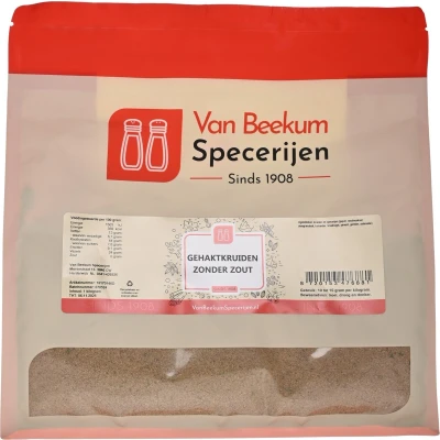 Afbeelding van Van Beekum Specerijen Gehaktkruiden Zonder Zout 1 kilo (hersluitbare stazak)