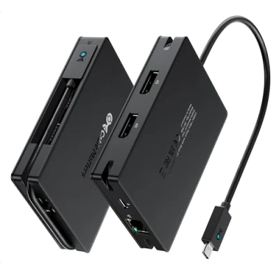 Afbeelding van Cable Matters 8 in 1 draagbare 40Gbps USB4 hub (USB 4 dock) Dual DisplayPort 4K @60Hz, enkele 8K 100W PD, Gigabit Ethernet, compatibel met Thunderbolt voor XPS, Surface Pro, iPad