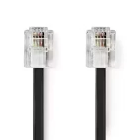 Afbeelding van Nedis Tcgl90200Bk20 Telecomkabel Rj11 Male 2.00 M Kabel Design: Plat Connectorplating: Gou