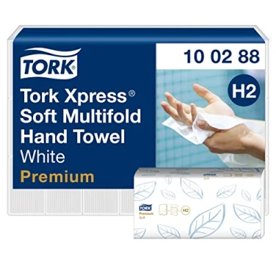 Afbeelding van Tork Xpress zachte multifold papieren handdoeken 100288 H2 Premium vouwhanddoeken voor handdoekdispenser extra zacht en absorberend, 2 laags, wit 21 x 110 doeken