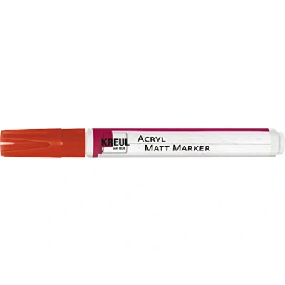 Afbeelding van KREUL 46234 Acryl Matte Marker Medium, met ronde punt ca. 2 4 mm, rood, mat, permanente acrylverf op waterbasis, voor filigrane accenten
