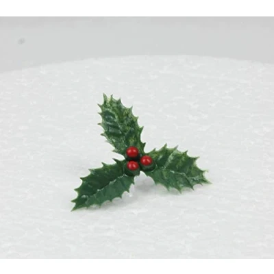 Afbeelding van 10 takjes hulst &amp; bessen kerst taart decoratie