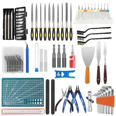 Afbeelding van KOMABLEN 84 stuks 3D printeraccessoires, printergereedschap, printeraccessoires met handontbramer, acupunctuurnaalden, reinigingsset, mondwisselgereedschap, graveren en verwijderingsgereedschap