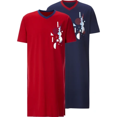 Afbeelding van Babista 2ER PACK Vierto Nachtjapon, Heren, Maat: Medium, Rot dunkelblau