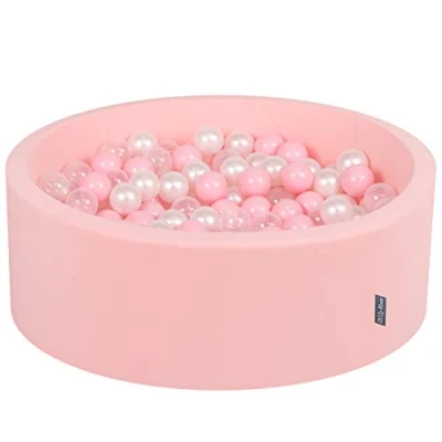 Afbeelding van KiddyMoon Ballenbad 90 x 30 cm, 300 ballen met een diameter van 7 kleurrijke voor baby&#039;s en kinderen, roze: poederroze/parel/transparant