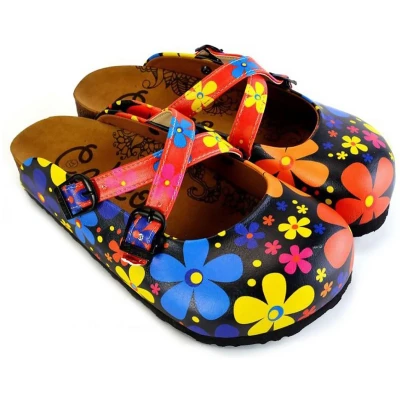 Afbeelding van GOBY Colorful Flowers Clogs Slippers Hoge kwaliteit Handmade Maat 39