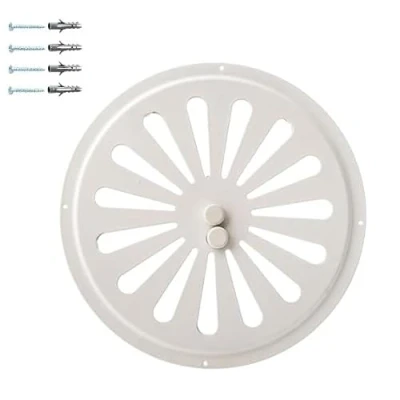 Afbeelding van Aangepaste ronde metalen ontluchter in wit, rond ventilatierooster gemaakt van gegalvaniseerd staal wit gekleurd poedercoating RAL9016 (diameter 17,5 cm)