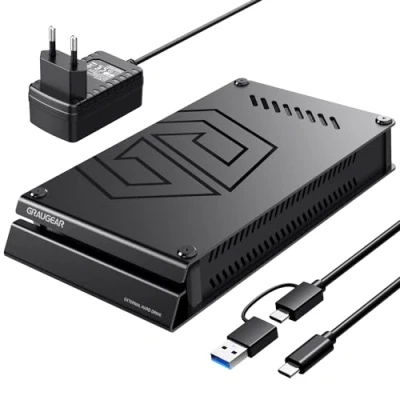Afbeelding van GRAUGEAR 8TB externe harde schijf in aluminium behuizing voor Playstation, design geformatteerd PS4 en PS5, 8 TB HDD 3,5 inch