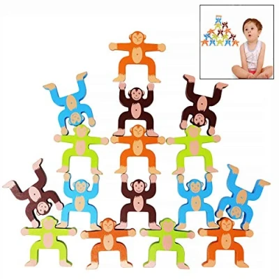 Afbeelding van LHKJ Houten Stapelen Spelletjes Apen Interlock Speelgoed Balancing Blocks Games Peuter Educatief voor Kinderen Zuigelingen Volwassenen
