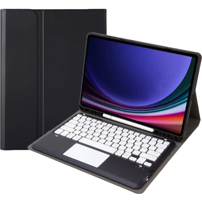 Afbeelding van Case2go Bluetooth Toetsenbord voor Samsung Galaxy Tab S9 Plus (2023) Met stylus pen houder en Touchpad QWERTY Keyboard case Zwart/wit