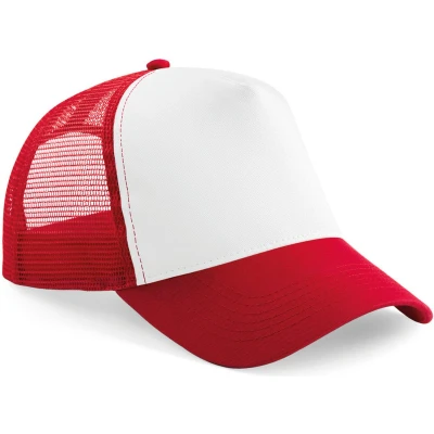 Afbeelding van Beechfield Kinderpet in mesh, verstelbaar aan de achterkant. B640B Classic Red / White
