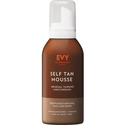Afbeelding van EVY Zelfbruiner Mousse Light / Medium 150 ml Zonder bewaarmiddelen en parfums Verrijkt met antioxidanten verzorgende anti aging ingrediënten