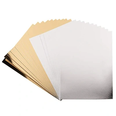 Afbeelding van Ideen mit Herz Spiegelkarton, metaalpapier, metallic knutselpapier, 20 vellen, DIN A4, 200 g/m², zilver en lichtgoud