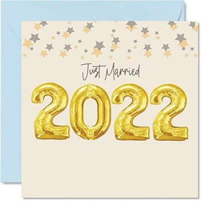 Afbeelding van Trouwkaarten voor bruid en bruidegom net getrouwd 2022 Happy Wedding Day Cards Gefeliciteerd, Gefeliciteerd goed gedaan kaart, 145mm x huwelijk bruiloft wenskaarten koppels