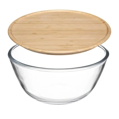 Afbeelding van 5 FIVE simply smart 151462 glazen slakom met bamboedeksel, 2,5 l