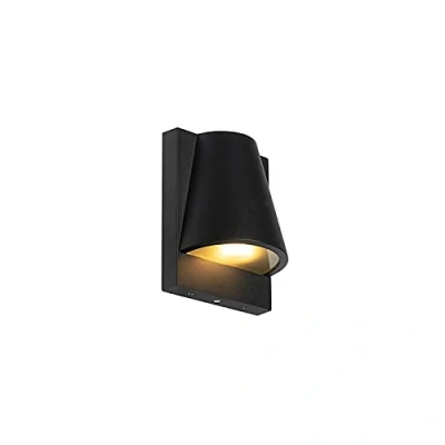 Afbeelding van QAZQA Buiten wandlamp zwart IP44 met schemerschakelaar Femke