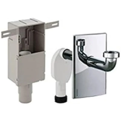 Afbeelding van Geberit wastafel inbouwsifon met inbouwkast 1 4 xd50 56 glanschroom 151 120 21
