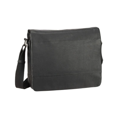 Afbeelding van LEONHARD HEYDEN Leren Schoudertas Laptoptas met laptopvak Hamburg Shoulder Bag Black Zwart