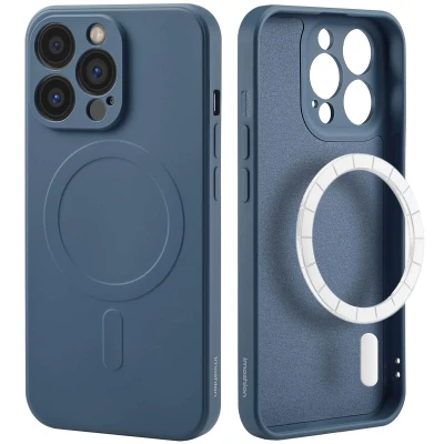Afbeelding van Apple iPhone 13 Pro MagSafe Hoesje Siliconen en TPU (zacht) iMoshion Softcase/Backcover Donkerblauw Telefoonhoesje