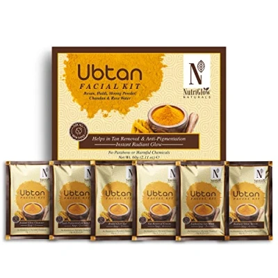 Afbeelding van Nutriglow Natural&#039;s Ubtan Facial Kit for Glowing Skin, Tan Removal with Haldi &amp; Chandan, 60Gm
