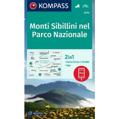 Afbeelding van Carta escursionistica n. 2474 Monti Sibillini nel Parco Nazionale 1:50.000. Con App: markierte Wanderwege, Hütten, Radrouten