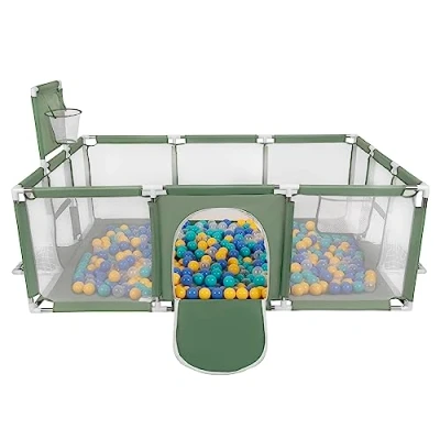 Afbeelding van Selonis Grote Speeltuin Met Plastic Ballen Babybox, Groen:Turkoois/Blauw/Geel/Transparant,100