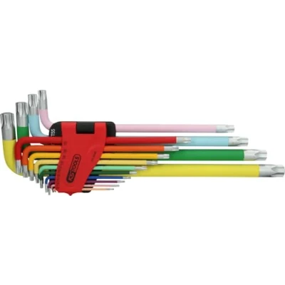 Afbeelding van KS Tools, Inbussleutel, L sleutelset extra lang, TORX, met kleurcode, 14 delen