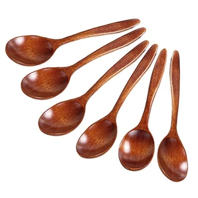 Afbeelding van Houten Lepel Set Handgemaakte Craft voor Thee Koffie Honing Suiker Kruiderij Rijst Kinderen Lepels 6 Stuk