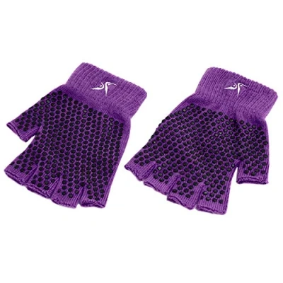 Afbeelding van ProsourceFit Grippy Yoga Handschoenen, One Size Fit All Firm Fingerless Design in Purple Color