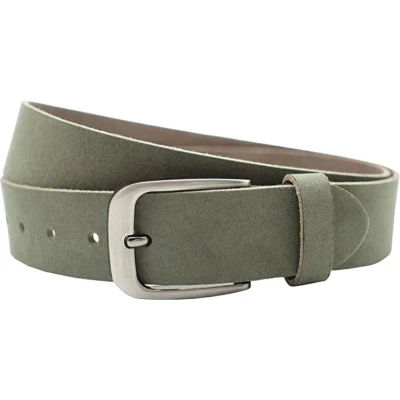 Afbeelding van Fana Belts Leren Riem Nubuck Groen Taillemaat 120 cm Brede Dames / Heren Echt Leer