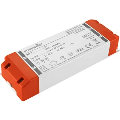 Afbeelding van Poppstar LED Trafo Transformator 230V AC / 12V DC 12,5A 150W