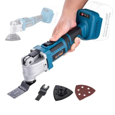 Afbeelding van KATSU FIT BAT 21V borstelloze draadloze oscillerende multitool, 6 variabele snelheden, snelwisselsysteem, voor schuren, slijpen schrapen, met accessoires, geen batterij of oplader