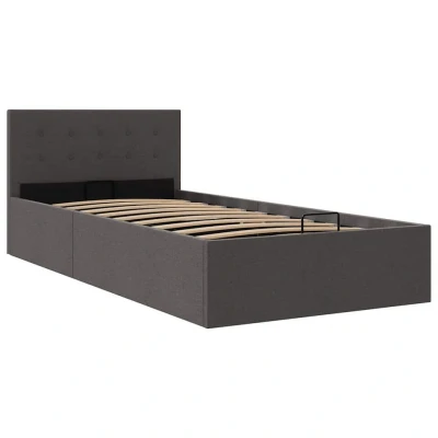 Afbeelding van vidaXL Bedframe met hydraulische opslag stof donkergrijs 100x200 cm