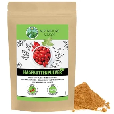 Afbeelding van Alpi Nature Rosebead poeder 1 kg 100% natuurlijk zachtjes gemalen zonder additieven veganistisch rozenheupmeel rozenhip granulaat