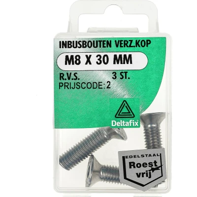 Afbeelding van Deltafix inbusbout platkop r.v.s. a2 m8 x 40 mm din 7991 2 st.