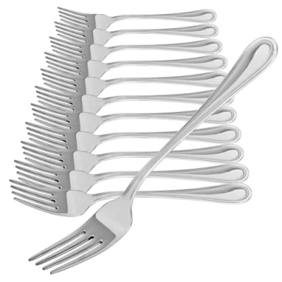 Afbeelding van COM FOUR® 12x taartvorkjes van RVS 430 stijlvol bestek in eenvoudig design kleine dessertvorkjes aperitiefvorkjes 15 cm (15 12 stuks)