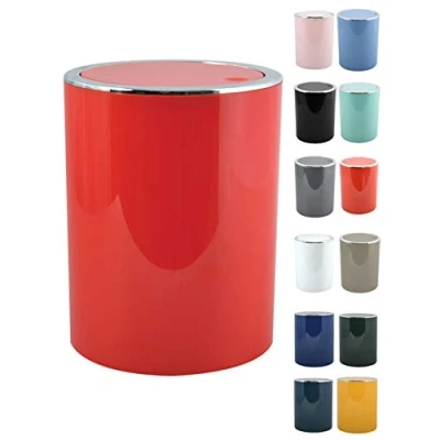 Afbeelding van MSV Bad serie Aspen Design cosmetica emmer badkamer pedaalemmer met kanteldeksel afvalbak 6 liter (diameter x h): ca. 18,5 26 cm grijs