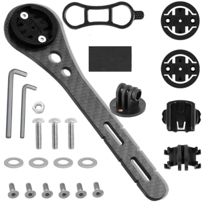 Afbeelding van Wenbones Geïntegreerde fietscomputerhouder, computerhouder voor stuur van koolstofvezel, fietscomputer Garmin Edge, TOREAD.X, Cateye, Bryton, Blackbird