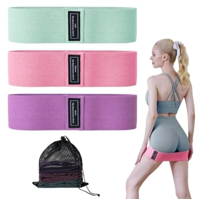 Afbeelding van Good Nite weerstandsbanden, 3 niveaus booty bands, stoffen bilbanden voor gerichte beenbilspieroefeningen, trainingsbanden thuis, fitness, yoga en pilates