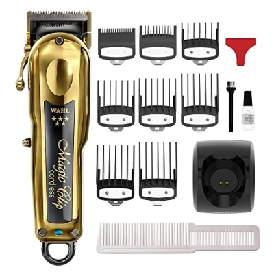 Afbeelding van Wahl 5 Star Magic Clip draadloze gouden tondeuse, professionele tondeuseset, tondeuse voor stompe sneden, instelbare kegelhendel, crunchlemmet, draadloos, licht