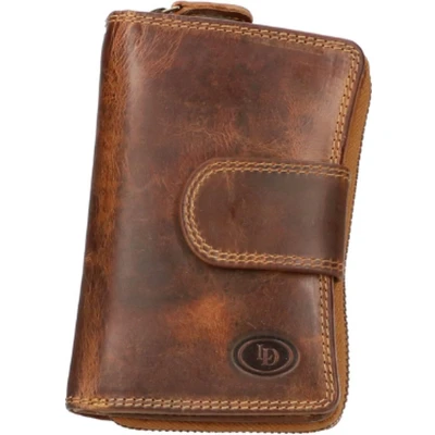 Afbeelding van Leather Design ritsportemonnee Leren portemonnee dames Bruin RFID beschermd