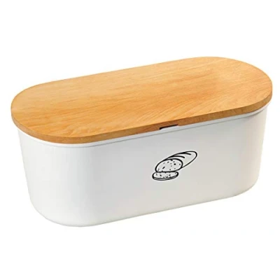 Afbeelding van Melamine Ovale 2 in 1 Broodtrommel met Bamboe Snijplank Brood Bewaar