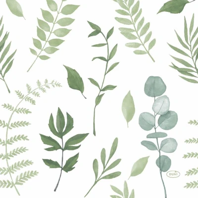 Afbeelding van Duni servetten Greenery 33x33cm 3 laags tissue FSC pak a 20