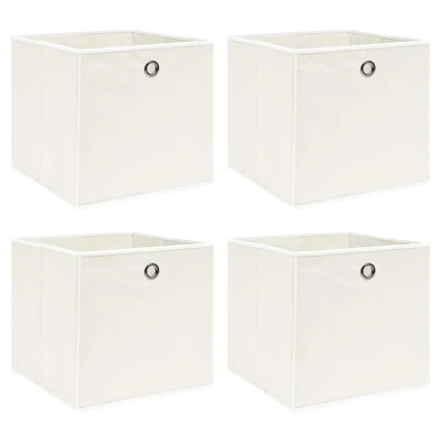 Afbeelding van Opbergboxen 4 st 32x32x32 cm stof wit