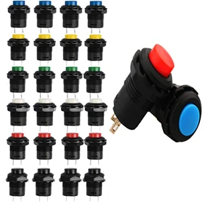 Afbeelding van RUNCCI YUN 24 stuks aan/uit knop ronde drukknop 12 mm DS 425A ON/OFF zelf latching push button switch 6 kleuren