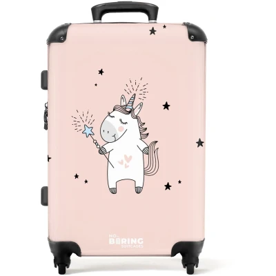 Afbeelding van NoBoringSuitcases.com Grote koffe eenhoorn Kinderkoffer roze meisjes Reiskoffer middelmaat met 4 wielen Trolley op wieltjes XL Rolkoffer groot kinderen Ruimbagage valies 20kg Bagagetrolley Suitcase large slot Hardcase 60 liter