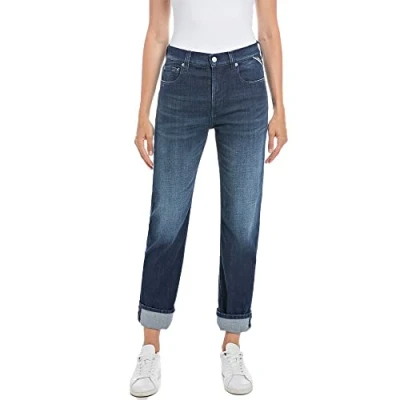 Afbeelding van Replay Dames Jeans Maijke Straight Fit, donkerblauw 007, 24W x 28L