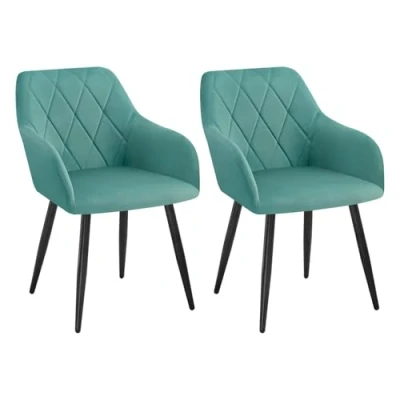 Afbeelding van WOLTU eetkamerstoelen, woonkamer fauteuil, Scandinavische stoel, fluwelen keukenstoel, gestoffeerde zitting met armleuningen en rugleuning, metalen poten, Turks groen, BH352ts 2