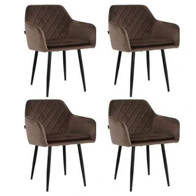 Afbeelding van Lina® Noble Eetkamerstoelen Bruin Set van 4 Velvet